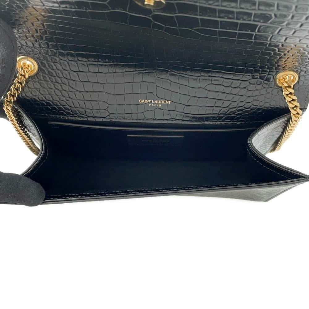 Saint Laurent Paris Chain Shoulder Bag Embossed Leather Tassel Black - Picture 6 of 11